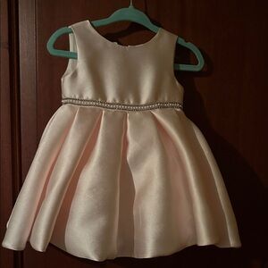 Rose Pearl-Trim Satin Girls' Formal Dress